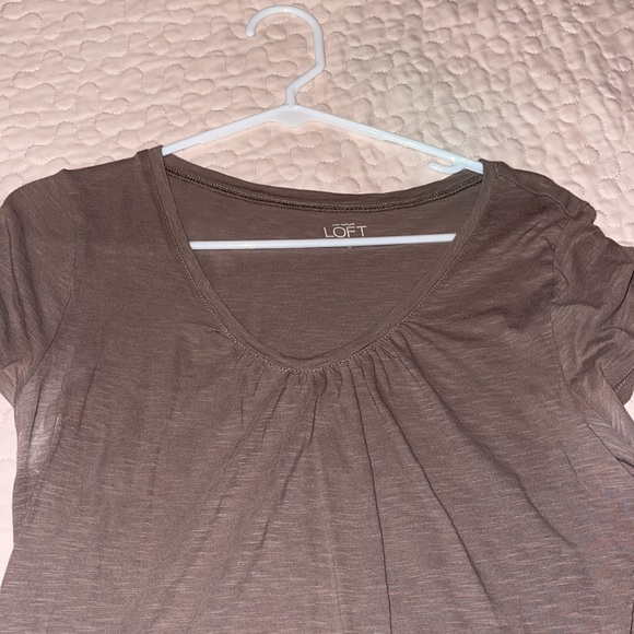 Loft Hot Pink & Tan Swoop Neck T shirt - Picture 3 of 4